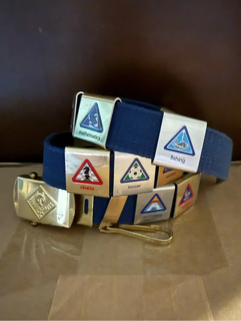 Cub Scouts Vintage Belt With Merit Badge Slides